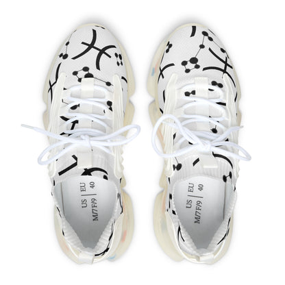 Women's Mesh Sneakers, Constellation & Symbol, Pisces Zodiac Sign, AOP