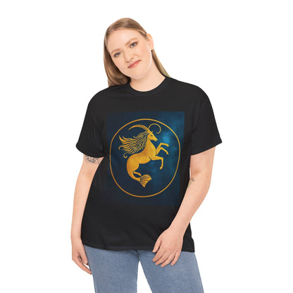 Unisex Heavy Cotton T-Shirt, Capricorn Animal v4, Symbol, Zodiac Design