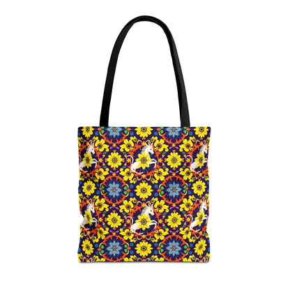 Tote Bag (AOP), Aquarius, Zodiac v1, Flower Pattern