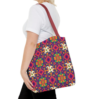 Tote Bag (AOP), Aquarius, Zodiac v2, Flower Pattern