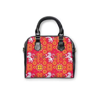 Shoulder Handbag, Leo, Zodiac v2, Flower Pattern