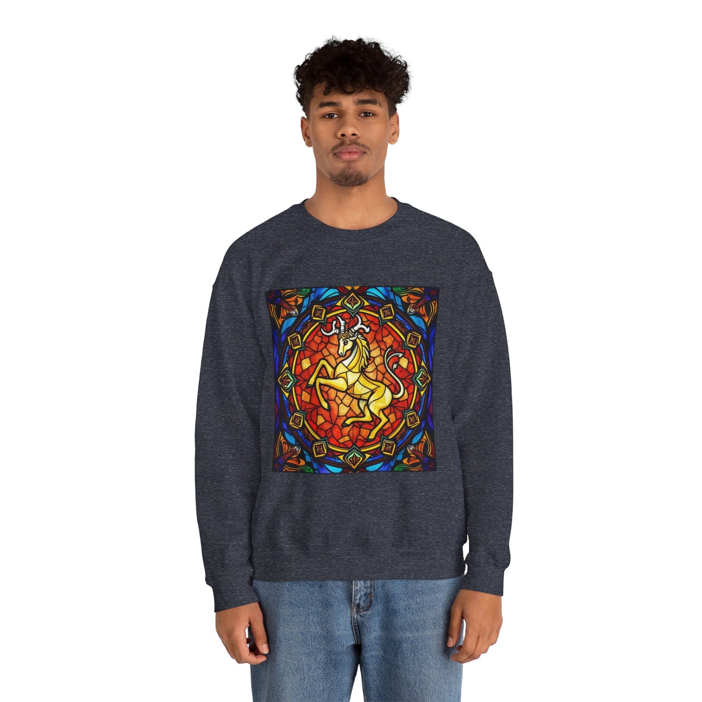 Unisex Heavy Blend™ Crewneck Sweatshirt, Glass 1, Capricorn Zodiac Design