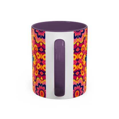 Accent Coffee Mug, Pisces, Zodiac v1, Flower Pattern, (11, 15oz)