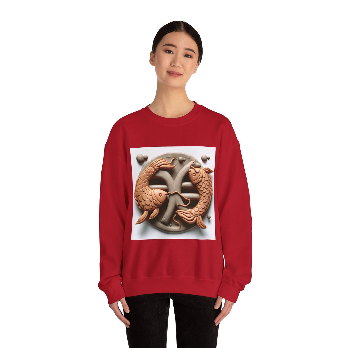 Unisex Heavy Blend™ Crewneck Sweatshirt,Two Fishes  Pisces Zodiac Design