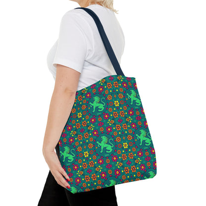 Tote Bag (AOP), Leo, Zodiac v1, Flower Pattern