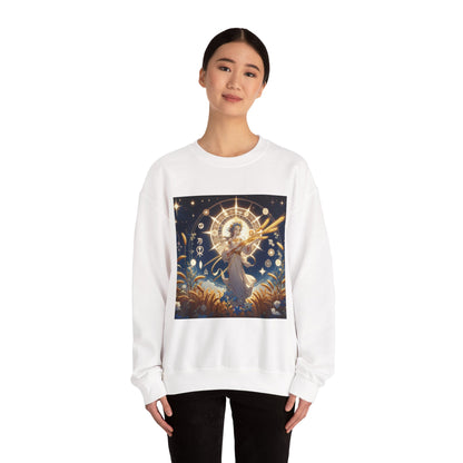 Unisex Heavy Blend™ Crewneck Sweatshirt, anime girl in wheat field, Virgo Zodiac Design