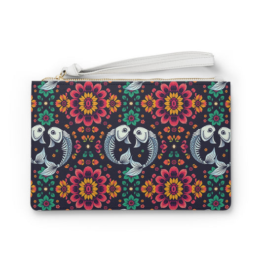Clutch Bag, Pisces, Zodiac v1, Flower Pattern