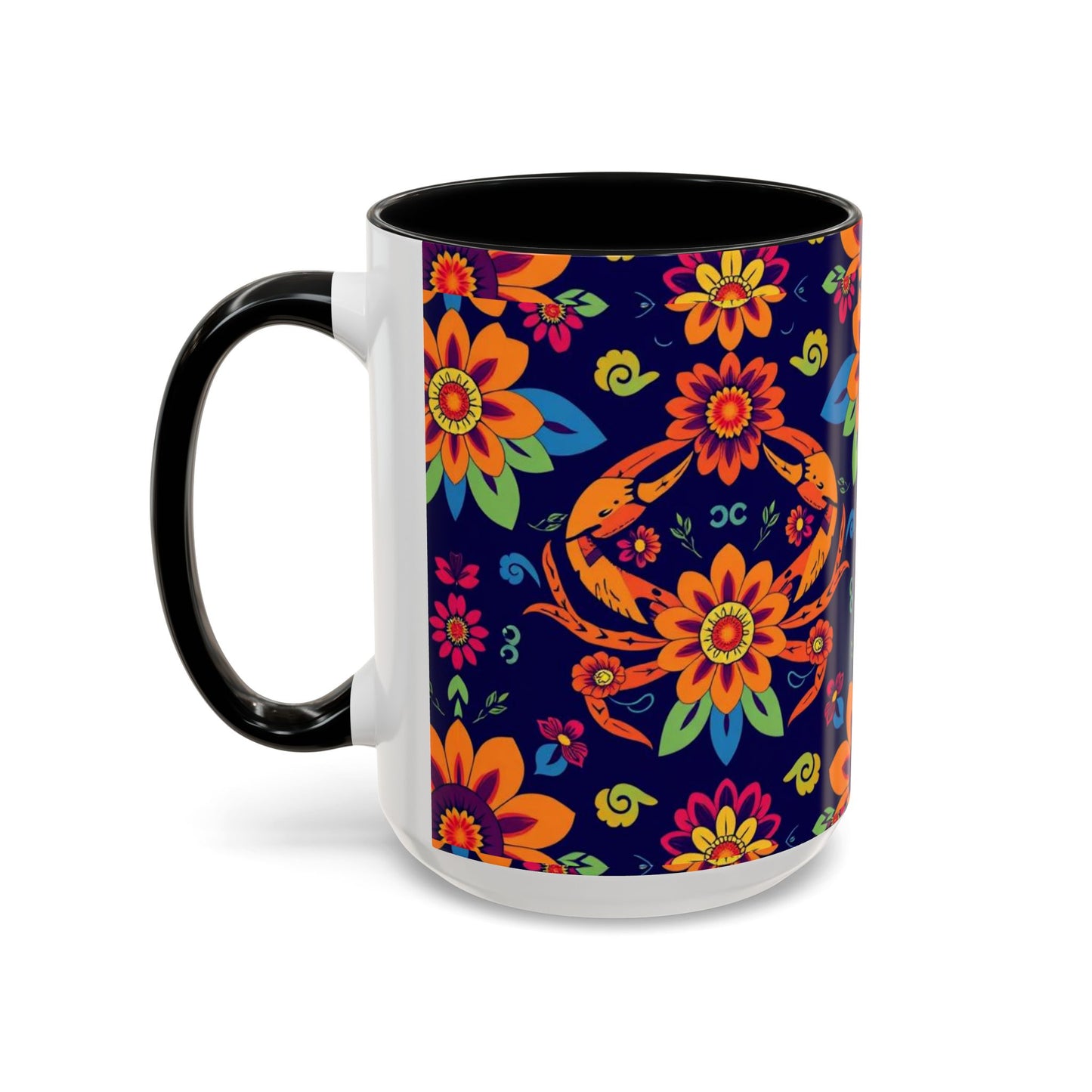 Accent Coffee Mug, Cancer, Zodiac, Flower Pattern, (11, 15oz)
