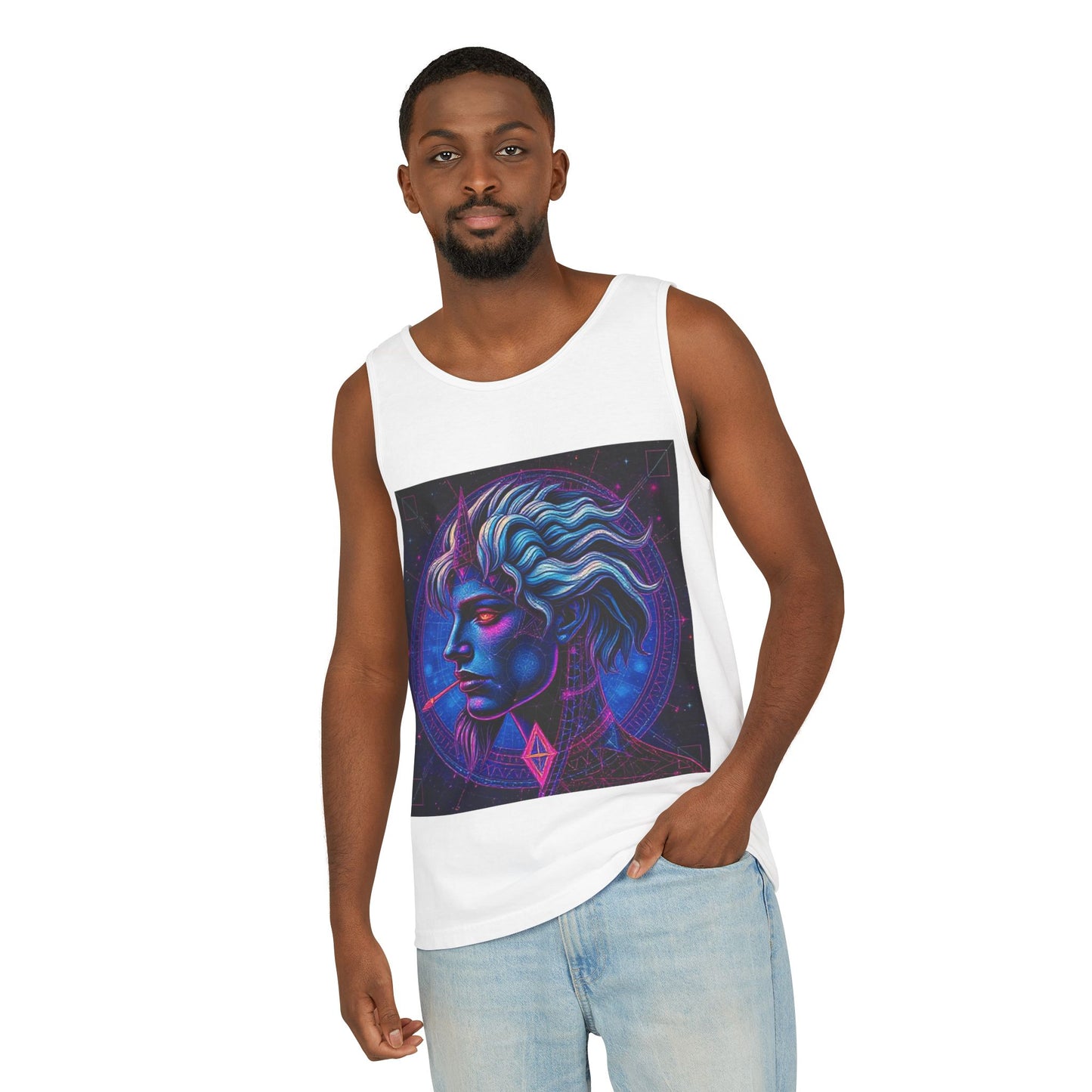 Unisex Garment-Dyed, Tank Top, Gemini, Pop Art v1, 100% US cotton