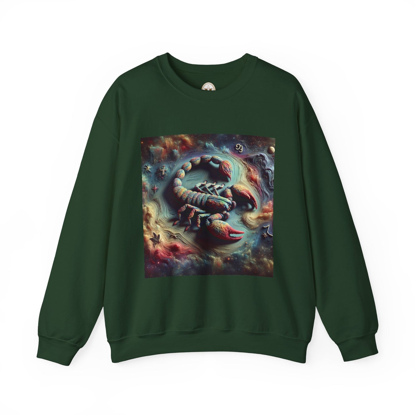 Unisex Heavy Blend™ Crewneck Sweatshirt, Trippy Mist Scorpion, Scorpio Zodiac Design