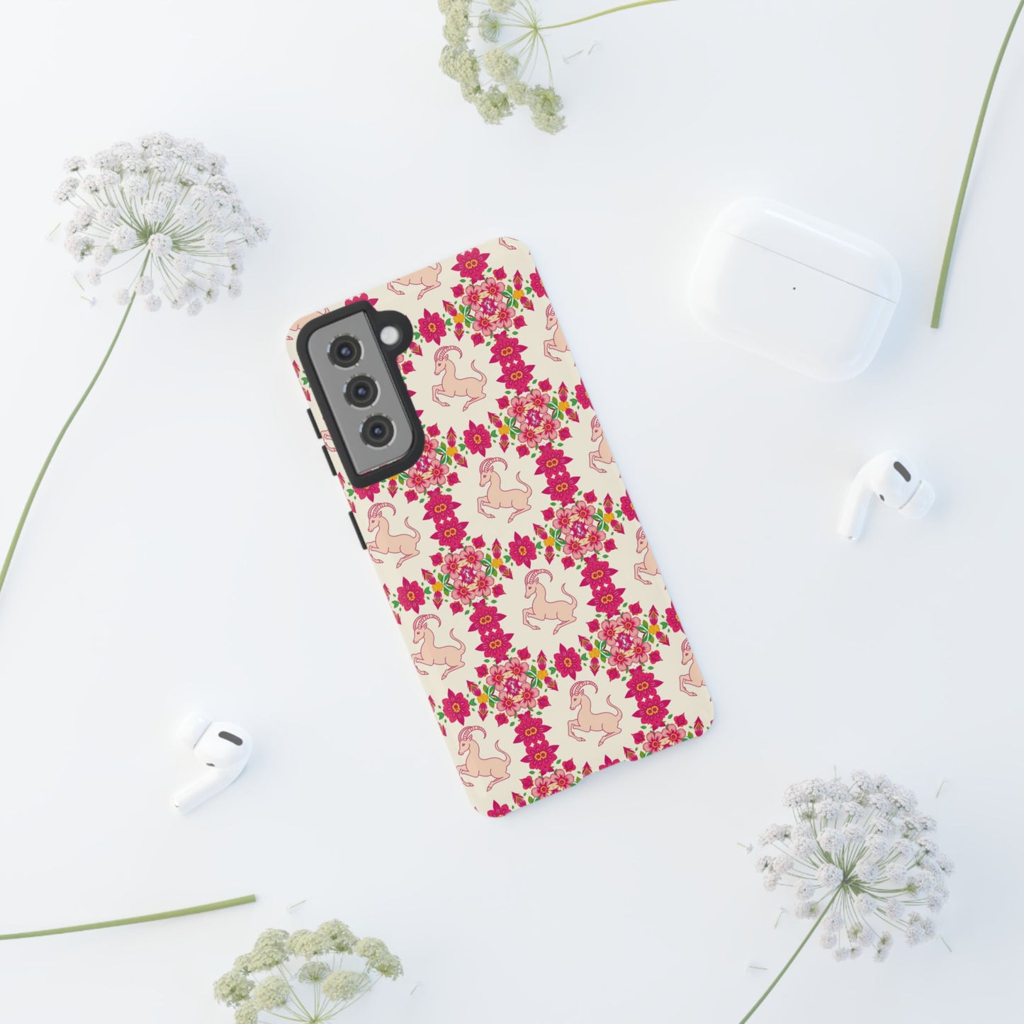 Tough Cases, Capricorn, Zodiac v3, Flower Pattern