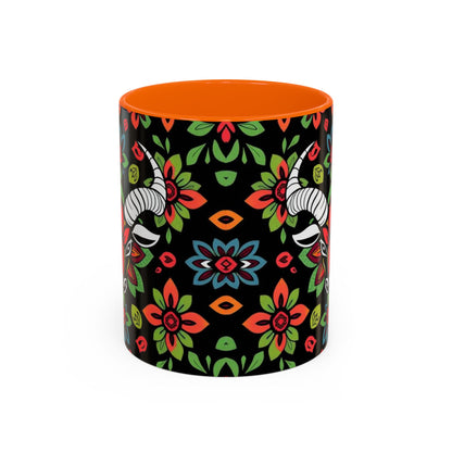 Accent Coffee Mug, Taurus, Zodiac v2. Flower Pattern, (11, 15oz)