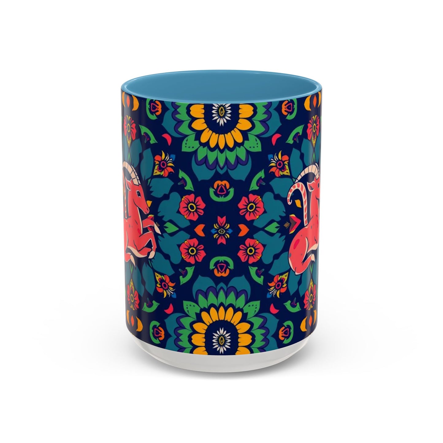 Accent Coffee Mug, Capricorn, Zodiac, Flower Pattern, (11, 15oz)
