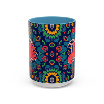 Accent Coffee Mug, Capricorn, Zodiac, Flower Pattern, (11, 15oz)