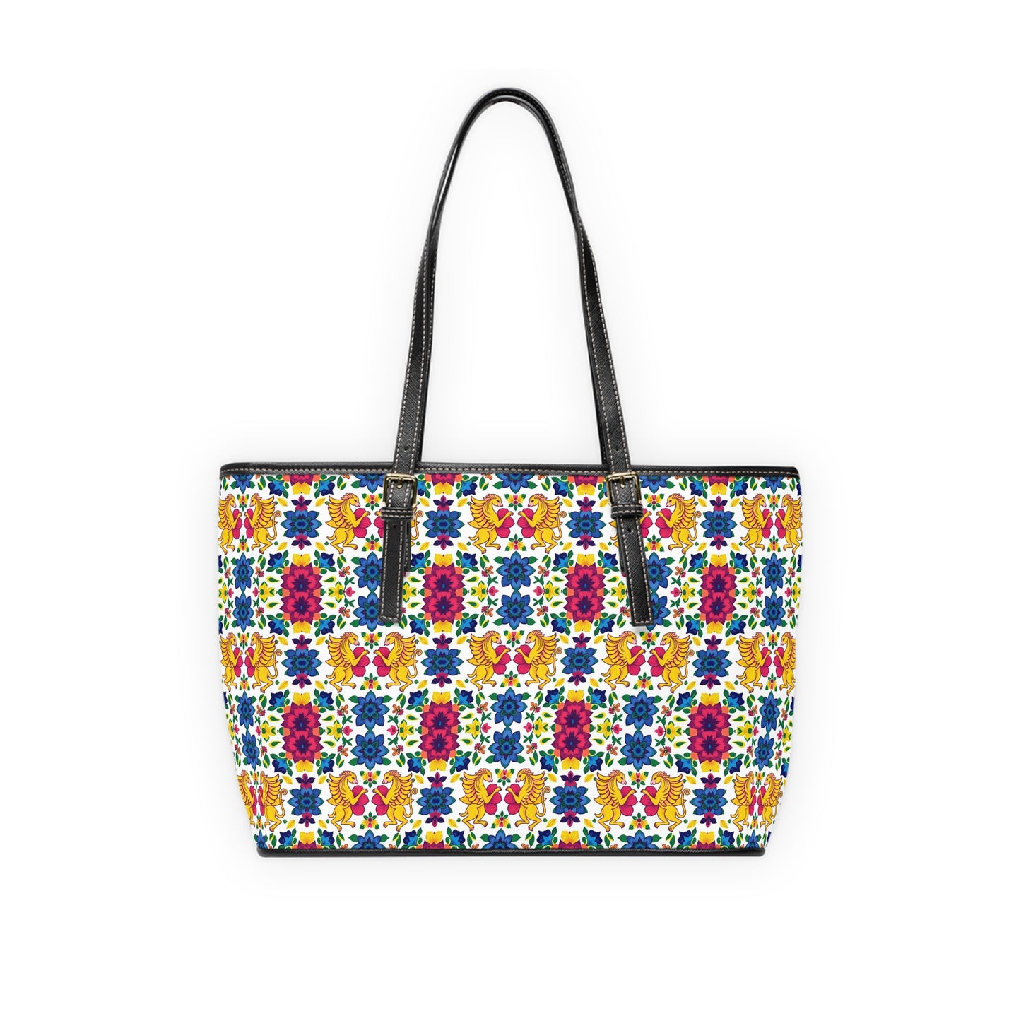 Leather Shoulder Bag, Gemini, Zodiac v2, Flower Pattern