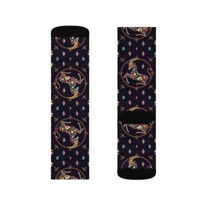 Sublimation Socks, Capricorn, Zodiac v4, Jewel Pattern