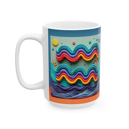 Ceramic Mug, (11oz, 15oz), Ceramic Coffee Mug, Aquarius Water Painting, Zodiac Design