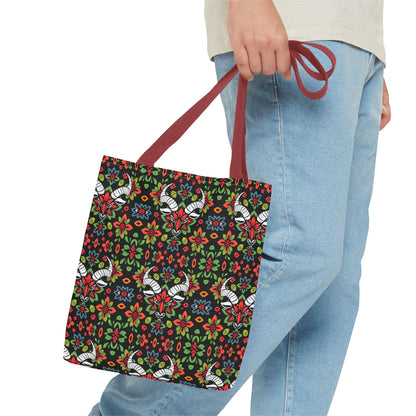 Tote Bag (AOP), Taurus, Zodiac v1, Flower Pattern