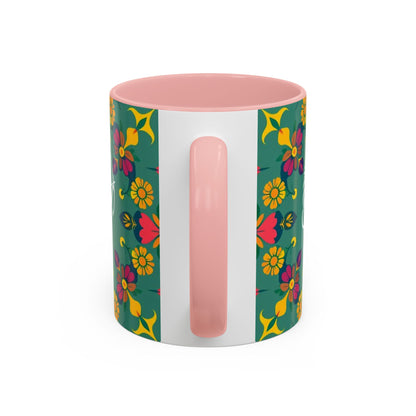 Accent Coffee Mug, Sagittarius, Zodiac. Flower Pattern, (11, 15oz)