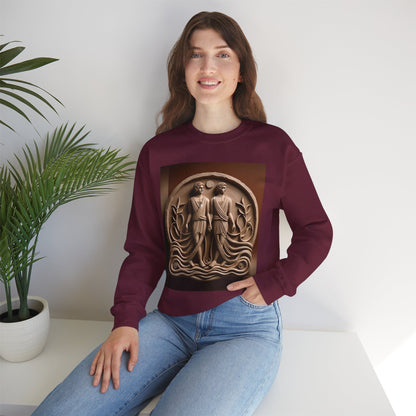 Unisex Heavy Blend™ Crewneck Sweatshirt, Stone Twins, Gemini Zodiac Design