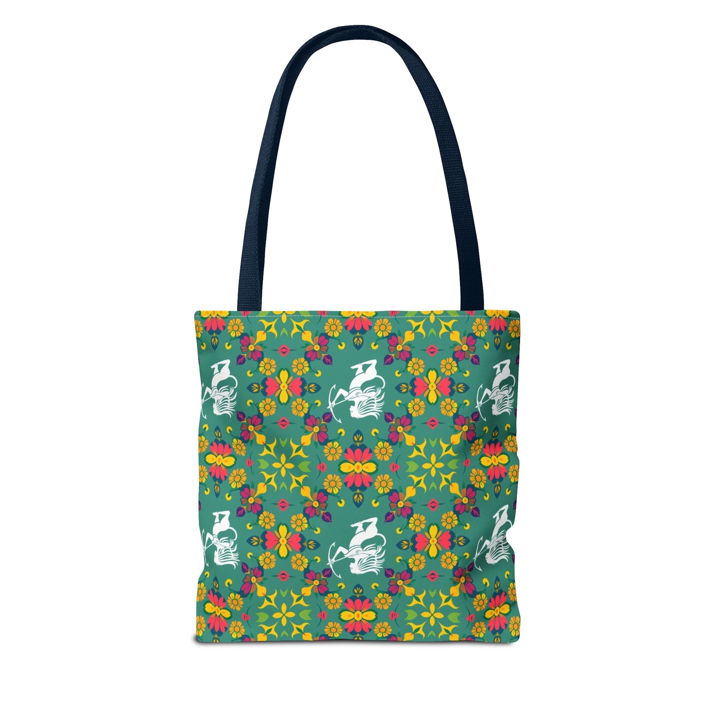 Tote Bag, (AOP), Sagittarius, Zodiac v6, Flower Pattern