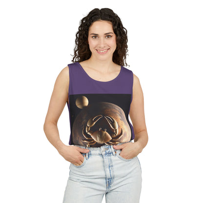 Unisex Garment-Dyed, Tank Top, Cancer Design, Planet Crab v1, 100% US cotton