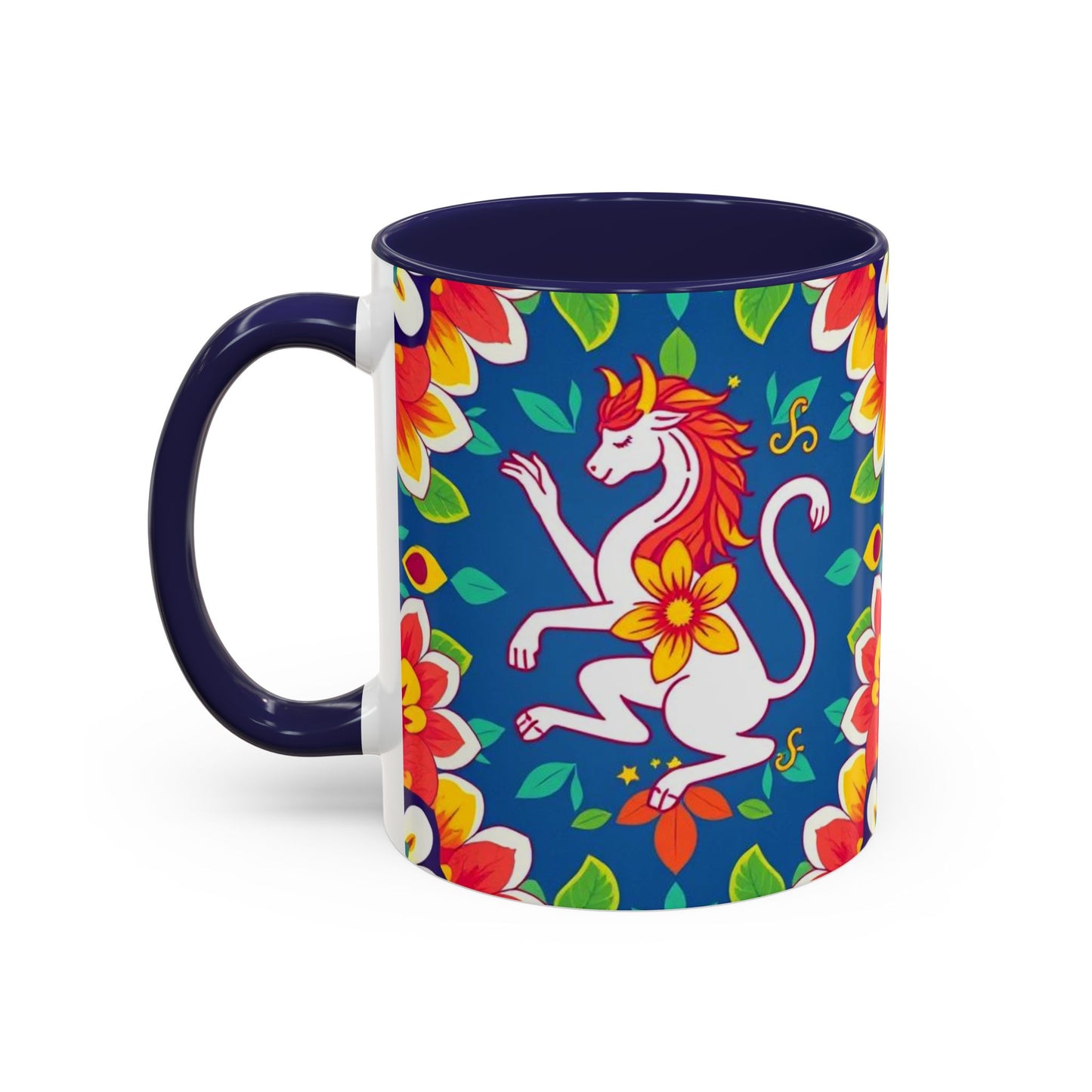 Accent Coffee Mug, Virgo, Zodiac v3. Flower Pattern, (11, 15oz)