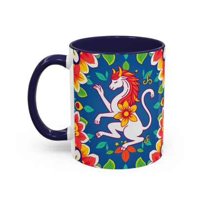 Accent Coffee Mug, Virgo, Zodiac v3. Flower Pattern, (11, 15oz)