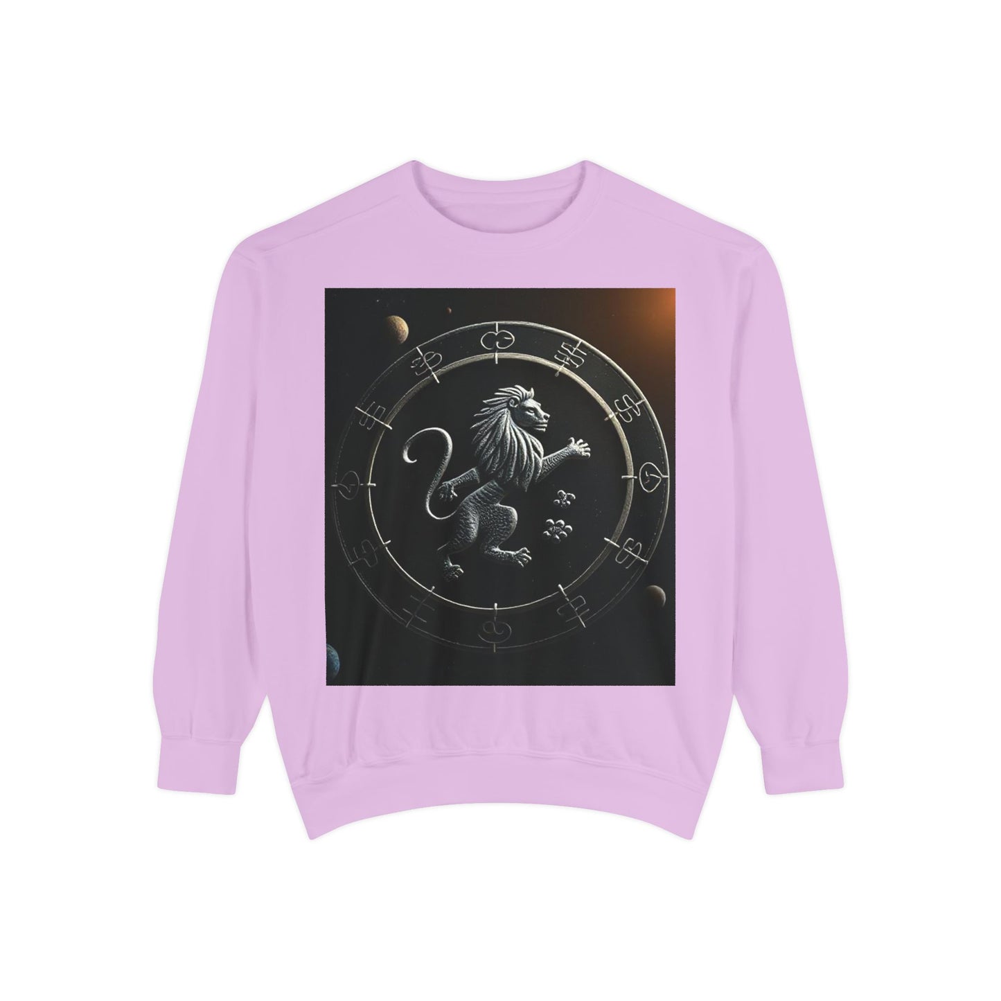 Garment-Dyed Sweatshirt, Unisex, Space Animal Design, Leo