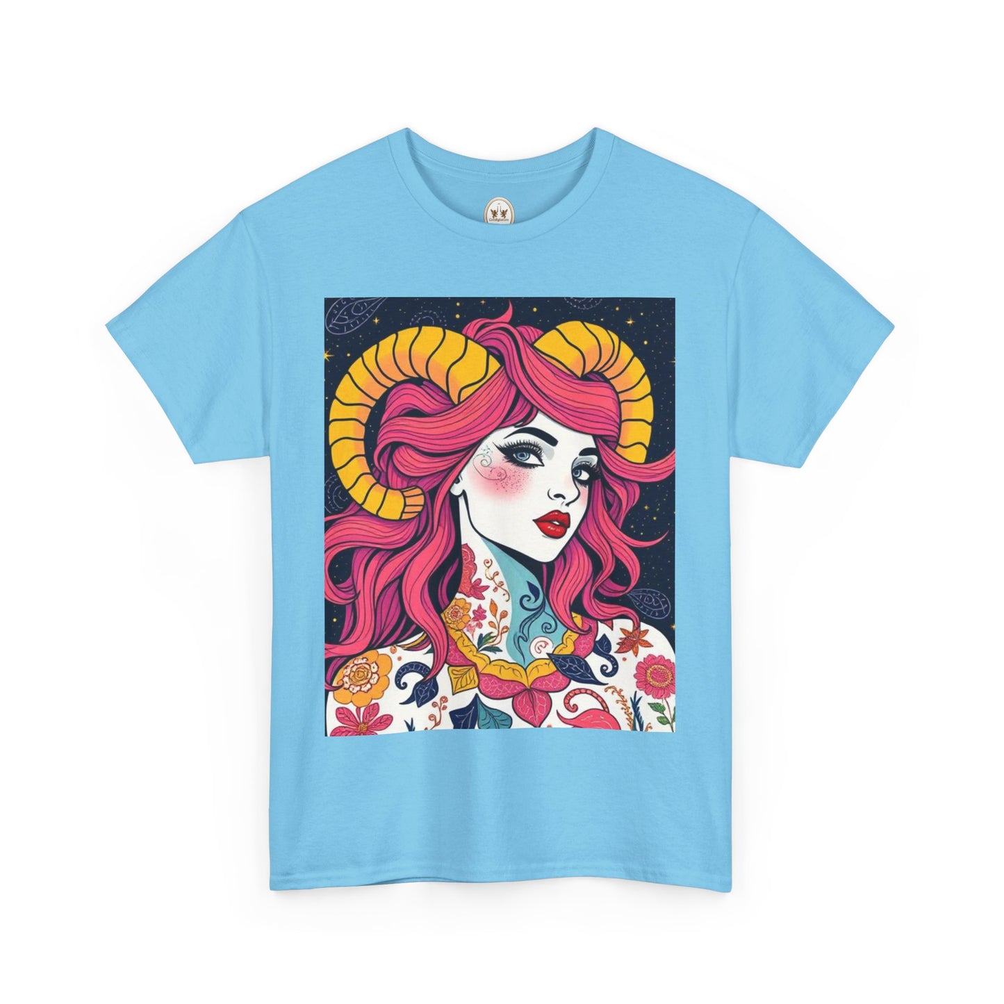 Unisex Heavy Cotton T-Shirt, Aries, Zodiac v2, Sexy Art