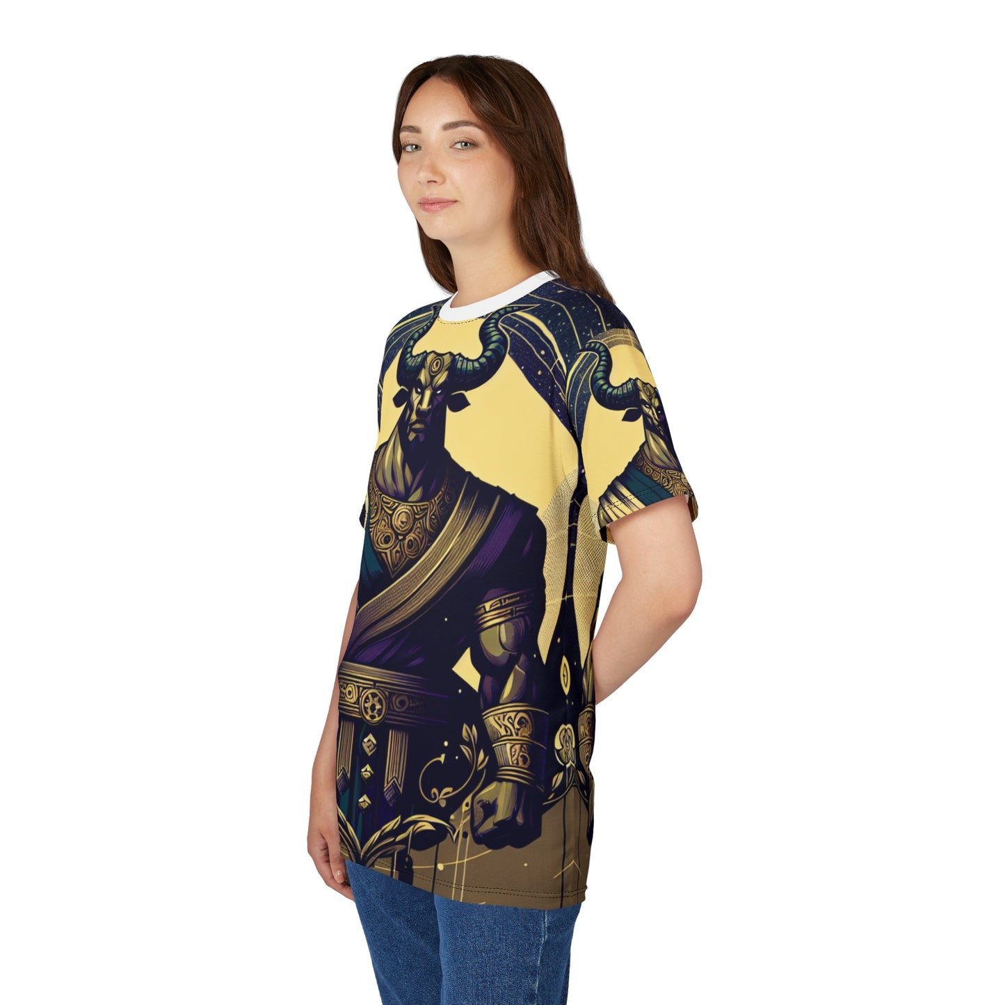 Unisex Cut & Sew T-Shirt (AOP), Minotaur, Taurus Zodiac Design, Regular fit, 100% Polyester