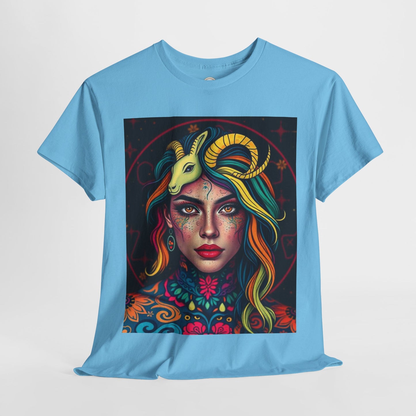 Unisex Heavy Cotton T-Shirt, Capricorn, Zodiac v2, Sexy Art