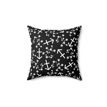 Zodiac Spun Polyester Square Pillow Sagittarius Zodiac Sign Black Pillow