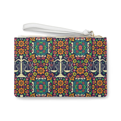 Clutch Bag, Libra, Zodiac v1, Flower Pattern