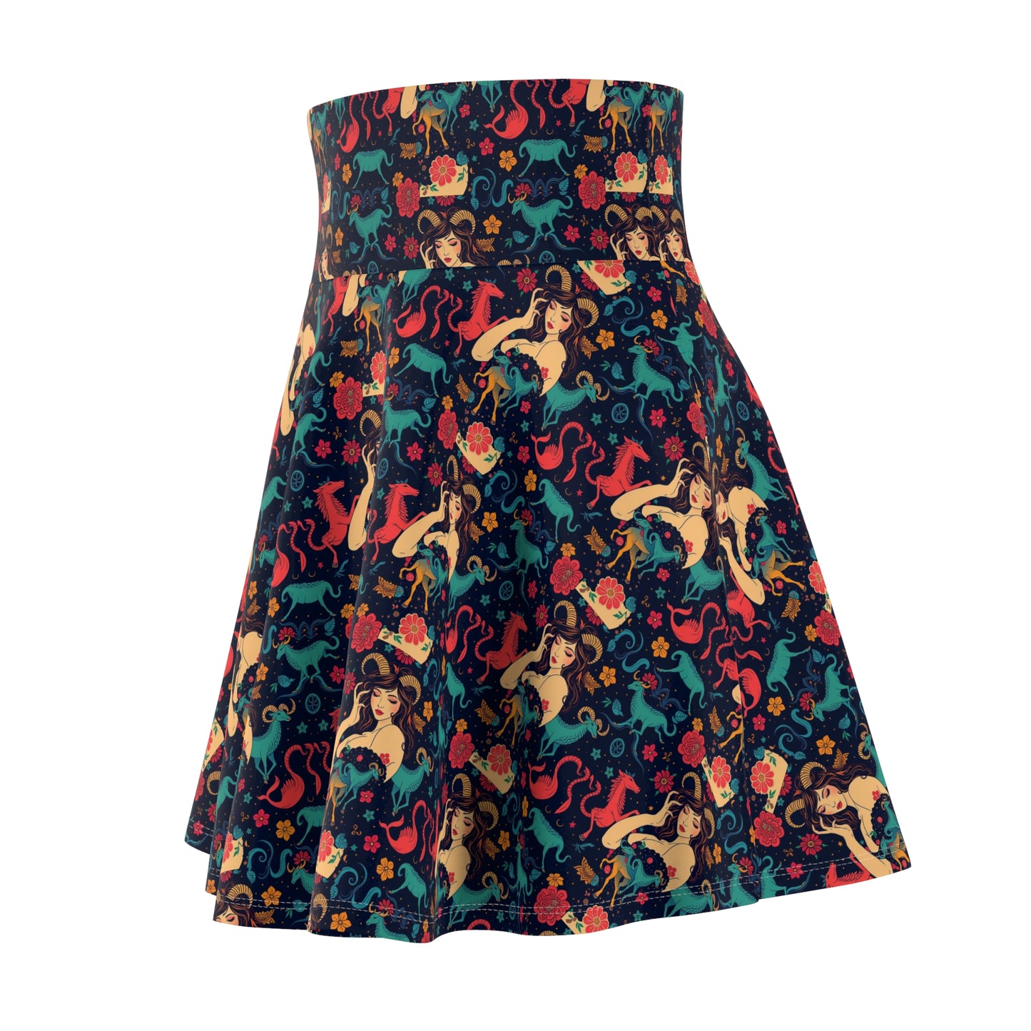 Women's Skater Skirt, (AOP), Capricorn, Zodiac, Sexy Pattern