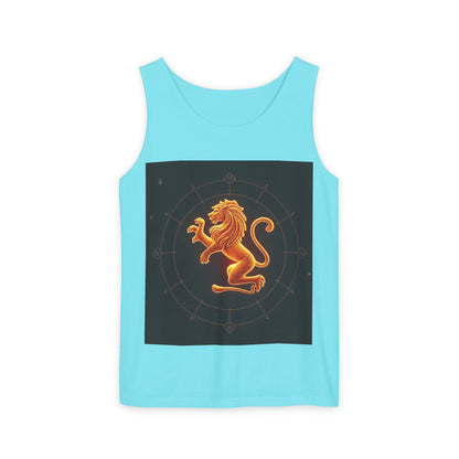 Unisex Garment-Dyed, Tank Top, Leo Design, Space Animal v1, 100% US cotton