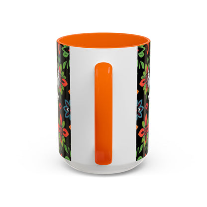 Accent Coffee Mug, Taurus, Zodiac v2. Flower Pattern, (11, 15oz)