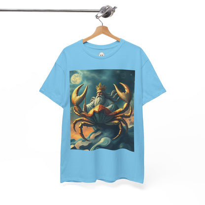 Unisex Heavy Cotton T-Shirt, Crustacean King, Cancer Zodiac Design