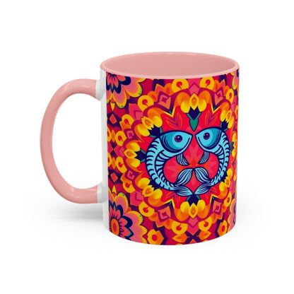 Accent Coffee Mug, Pisces, Zodiac v1, Flower Pattern, (11, 15oz)