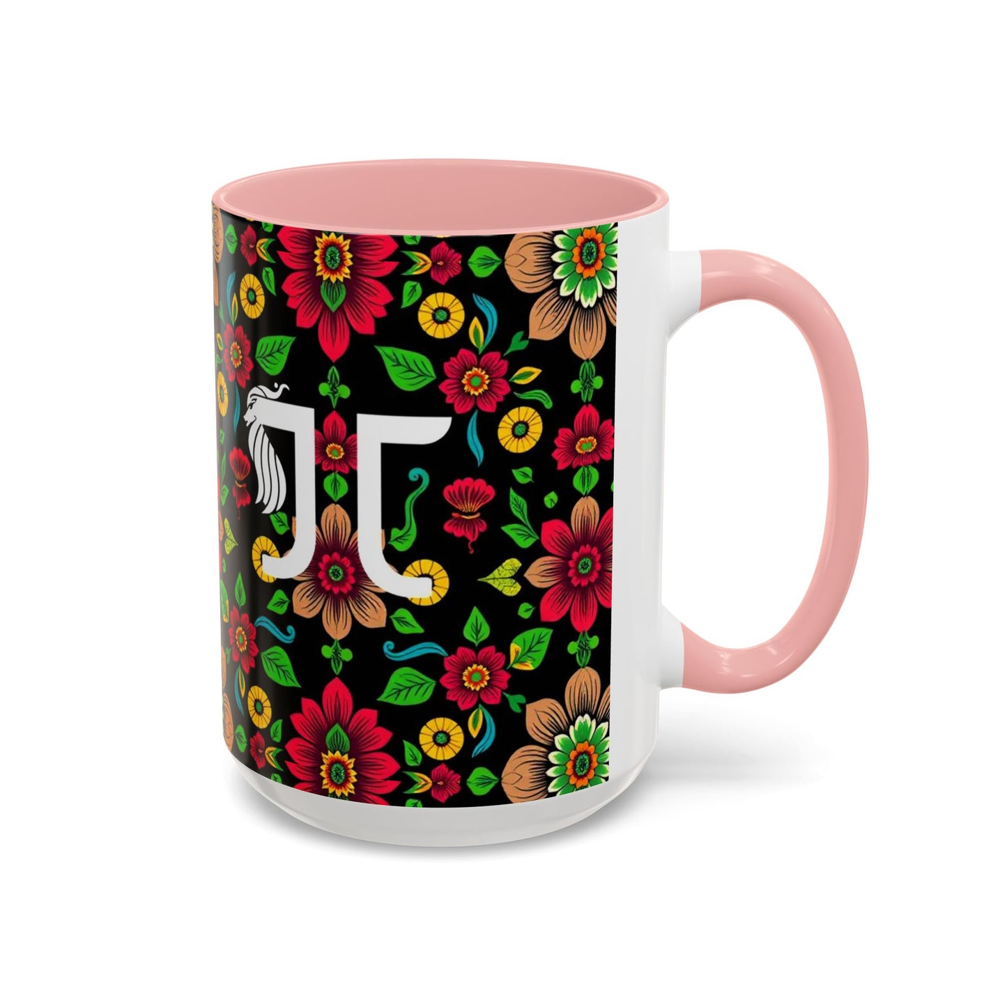 Accent Coffee Mug, Gemini, Zodiac v4, Flower Pattern, (11, 15oz)
