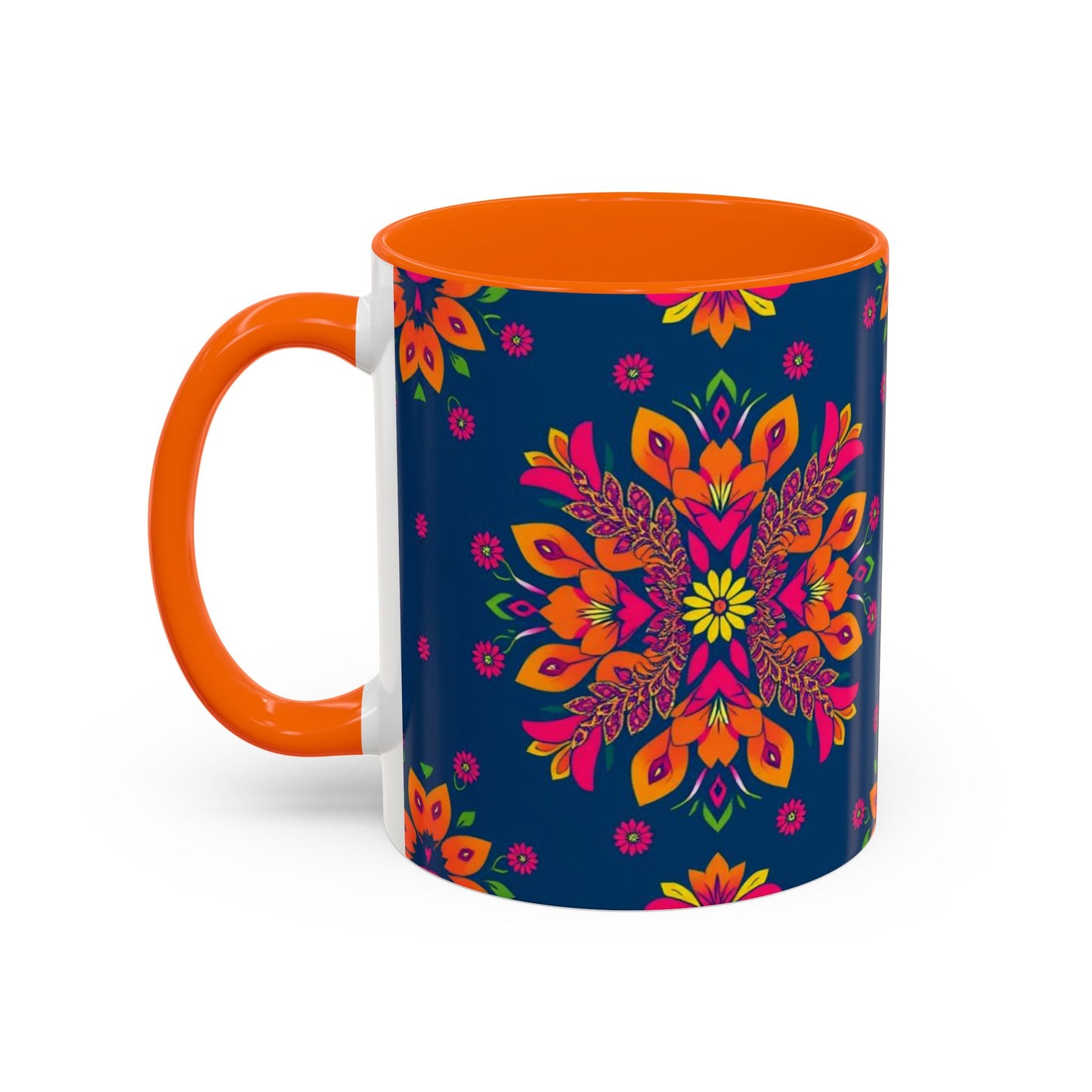 Accent Coffee Mug, Gemini, Zodiac v2, Flower Pattern, (11, 15oz)