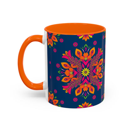 Accent Coffee Mug, Gemini, Zodiac v2, Flower Pattern, (11, 15oz)