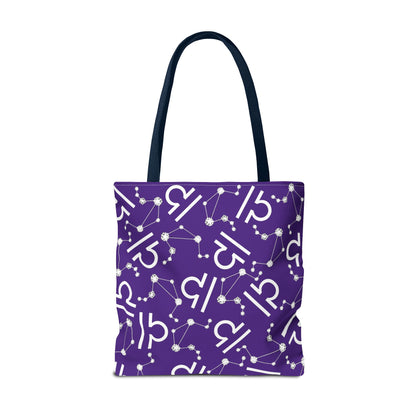 Tote Bag, Libra Zodiac Sign, AOP, (Purple, White)
