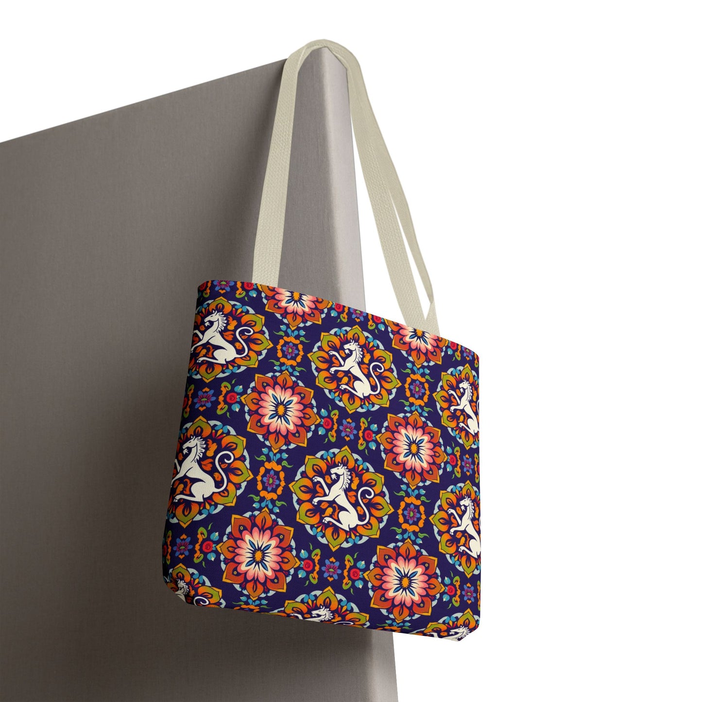 Tote Bag, (AOP), Virgo, Zodiac v3, Flower Pattern