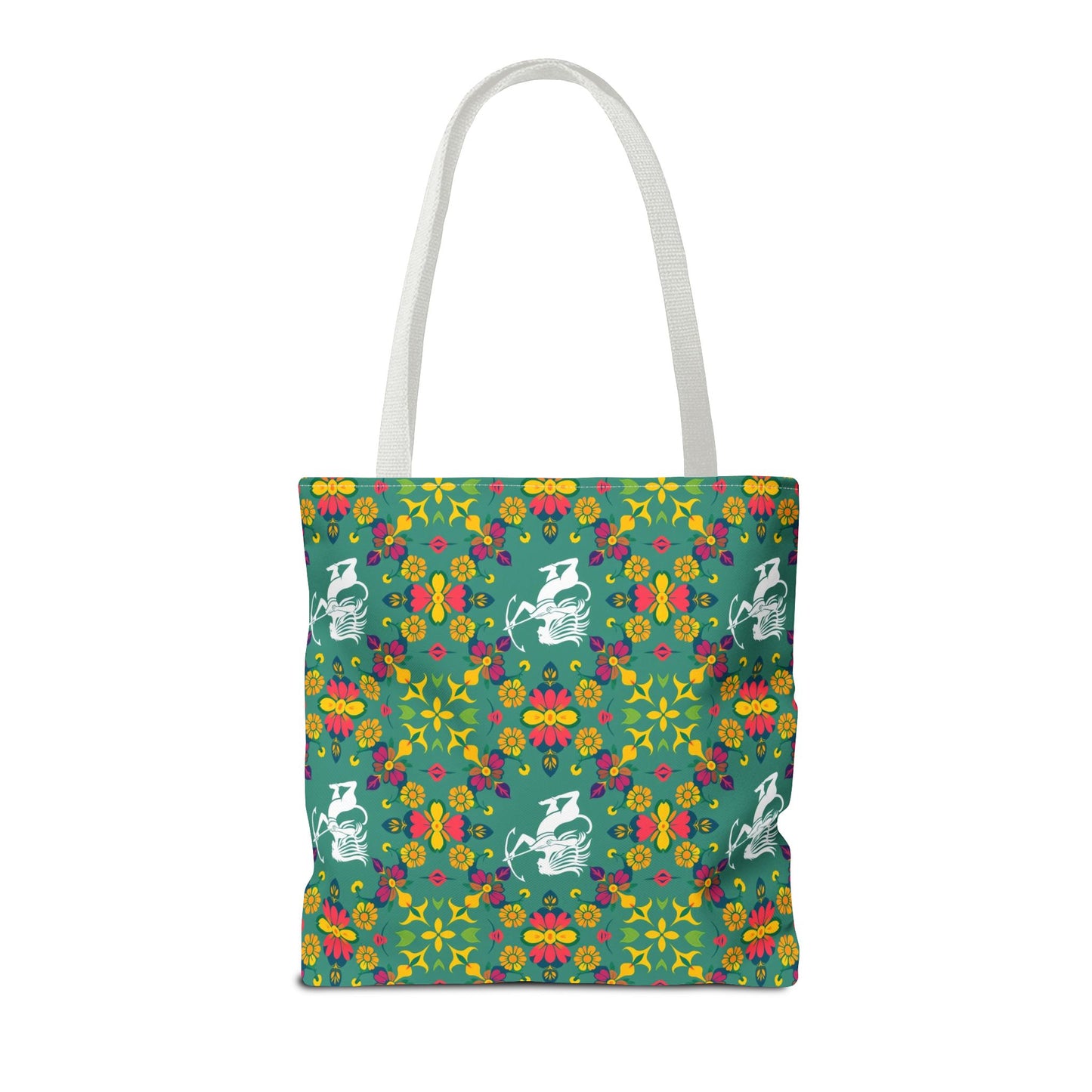 Tote Bag, (AOP), Sagittarius, Zodiac v6, Flower Pattern
