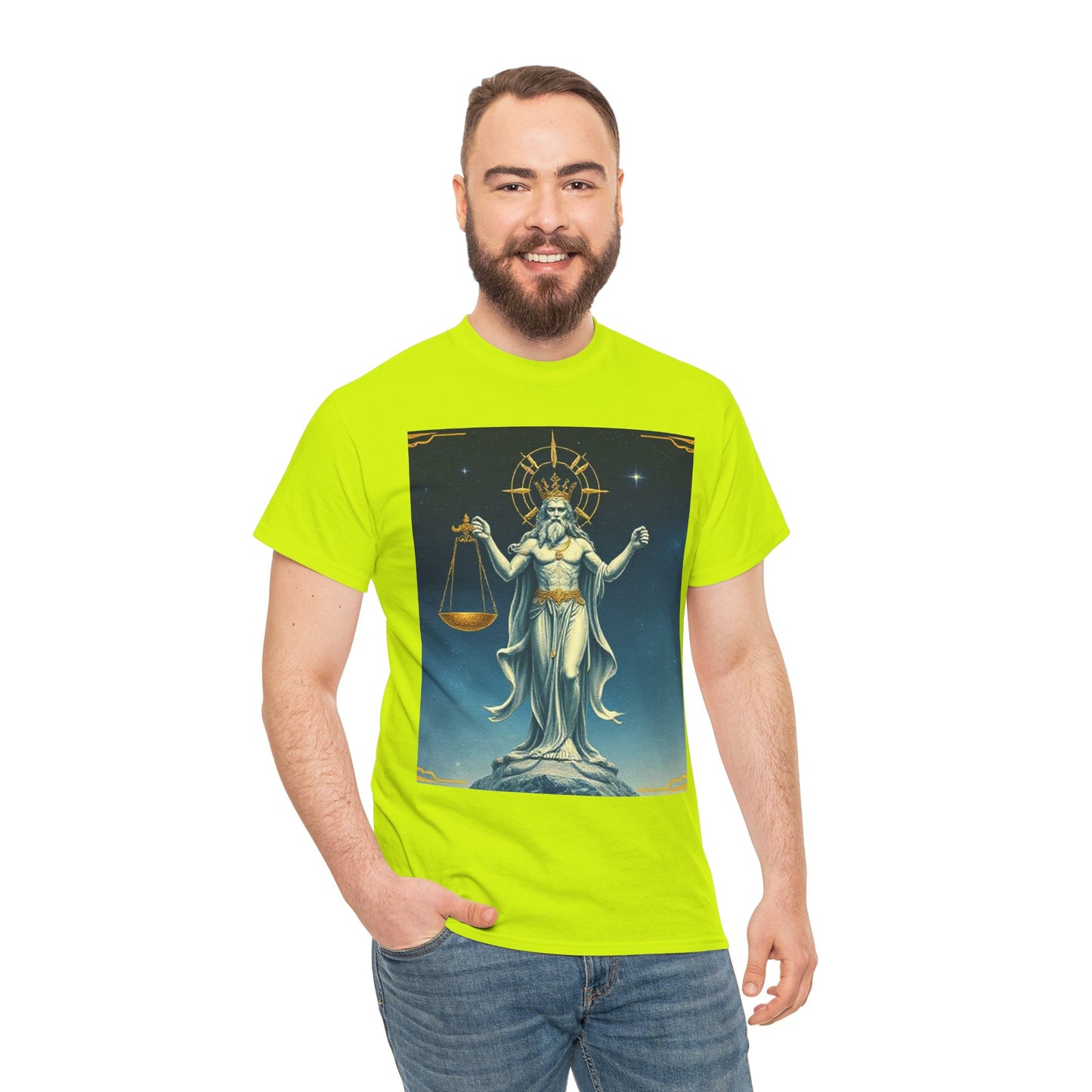 Unisex Heavy Cotton T-Shirt Space v2, Libra God, Zodiac Design