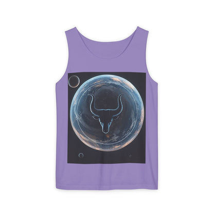 Unisex Garment-Dyed, Tank Top, Taurus Design, Planet Animal v1, 100% US cotton