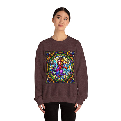 Unisex Heavy Blend™ Crewneck Sweatshirt, Glass, Leo Zodiac Design
