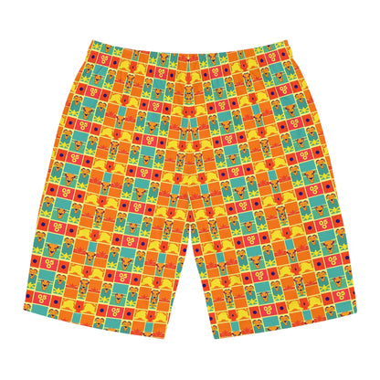 Men's Board Shorts, (AOP), Leo, Zodiac v1, Shape Pattern