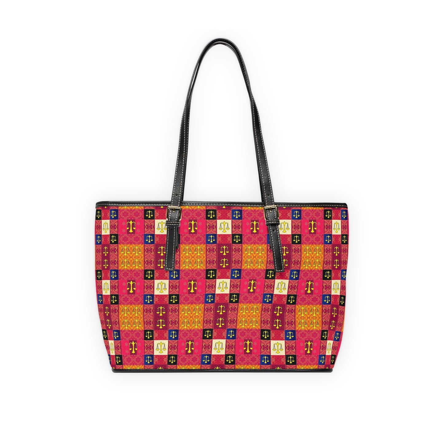 Leather Shoulder Bag, Libra, Zodiac v2, Shapes Pattern
